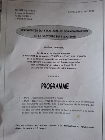 Cérémonies du 08 mai 2026 
