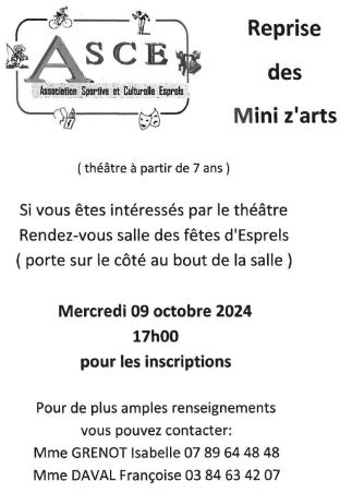 Reprise des Mini z'arts