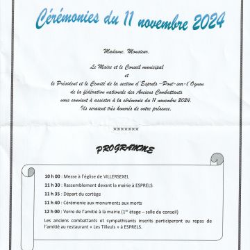 Cérémonies du 11 novembre 2024