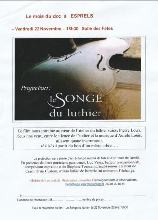 Médiathèque : Projection ''Le SONGE du luthier'' le 22 novembre